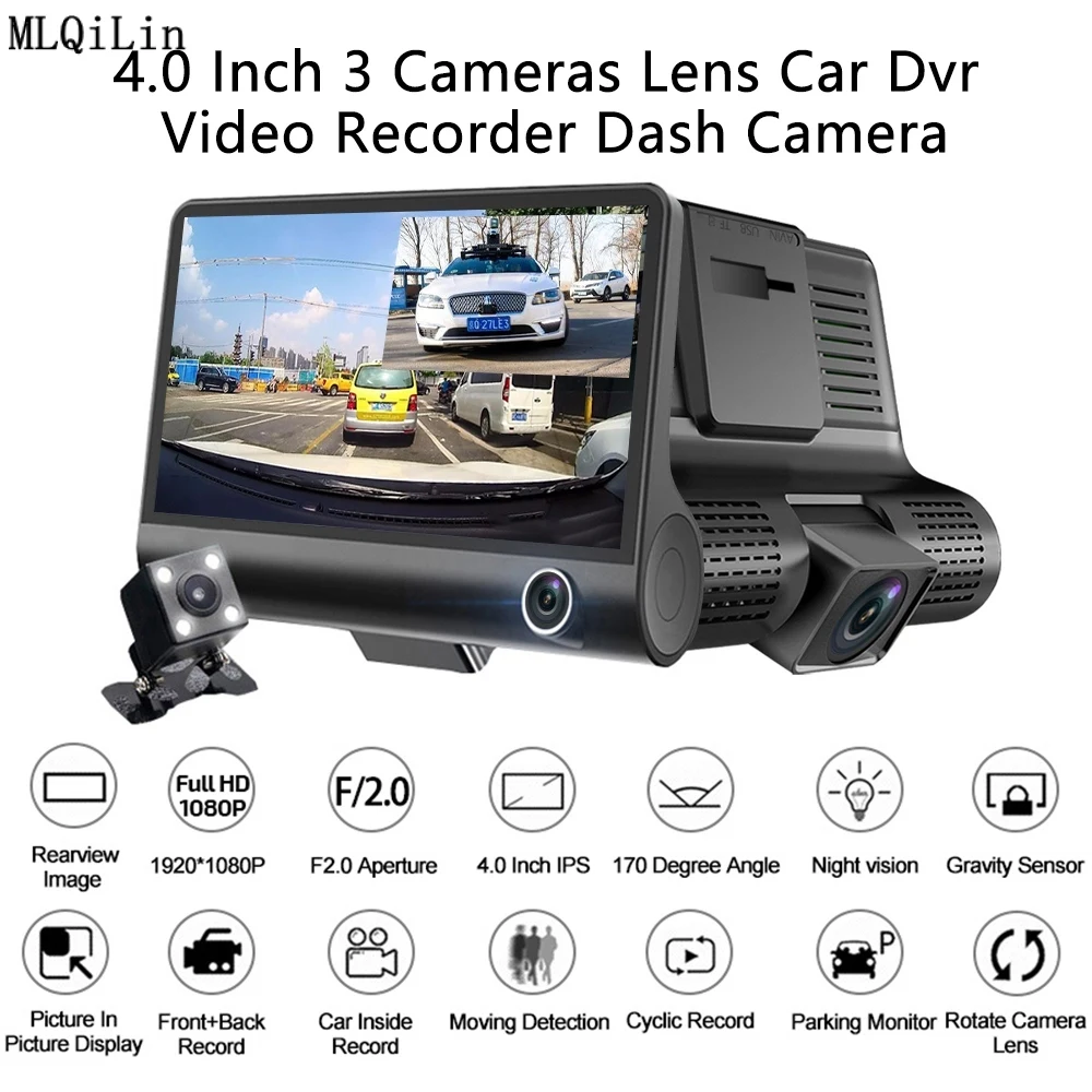 4'' Three Way Car DVR FHD Three Lens Video Recorder Camera 170 Wide Angle Dash Cam G-Sensor and Night Vision Camcorder New
4'' Three Way Car DVR FHD Three Lens Video Recorder Camera 170 Wide Angle Dash Cam G-Sensor and Night Vision Camcorder New