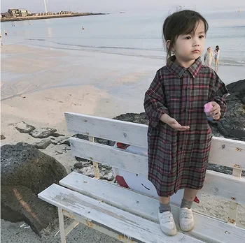 Girls' shirts plaid shirt skirt long coat autumn new children's clothing collar shirt girls blouse 
Girls' shirts plaid shirt skirt long coat autumn new children's clothing collar shirt girls blouse