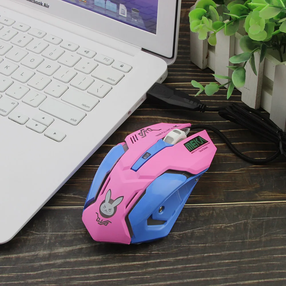 USB оптическая мышь Проводная игровая 2400DPI компьютерная розовая для ПК ноутбука