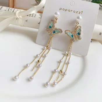 S925 Silver Needle Diamond Set Long Tassel Earring Women's Fashion Ol Butterfly Ear Stud Earrings Jewelry
S925 Silver Needle Diamond Set Long Tassel Earring Women's Fashion Ol Butterfly Ear Stud Earrings Jewelry