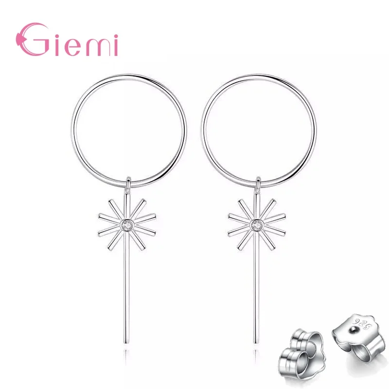 

Exquisite Fashion Snowflake Long Drop Earring Real 925 Sterling Silver Charm Dangle Earrings For Women Wedding Jewelry