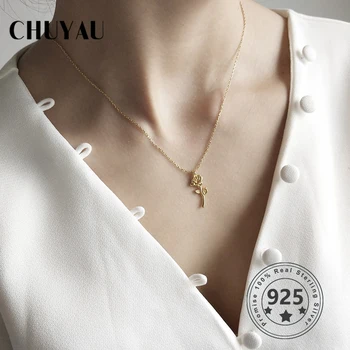 Chuyau 925 Sterling Silver Rose Flowers Golden Pendants Necklace Fashion Fine Jewelry For Women Valentine's Day Gift
Chuyau 925 Sterling Silver Rose Flowers Golden Pendants Necklace Fashion Fine Jewelry For Women Valentine's Day Gift