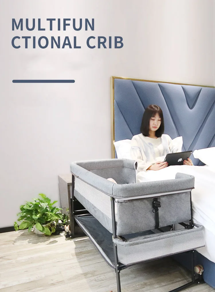 Baby Crib European Multifunctional Baby Bed Foldable Portable Bedside Bed Shaker Newborn Cradle Portable Kids Bed