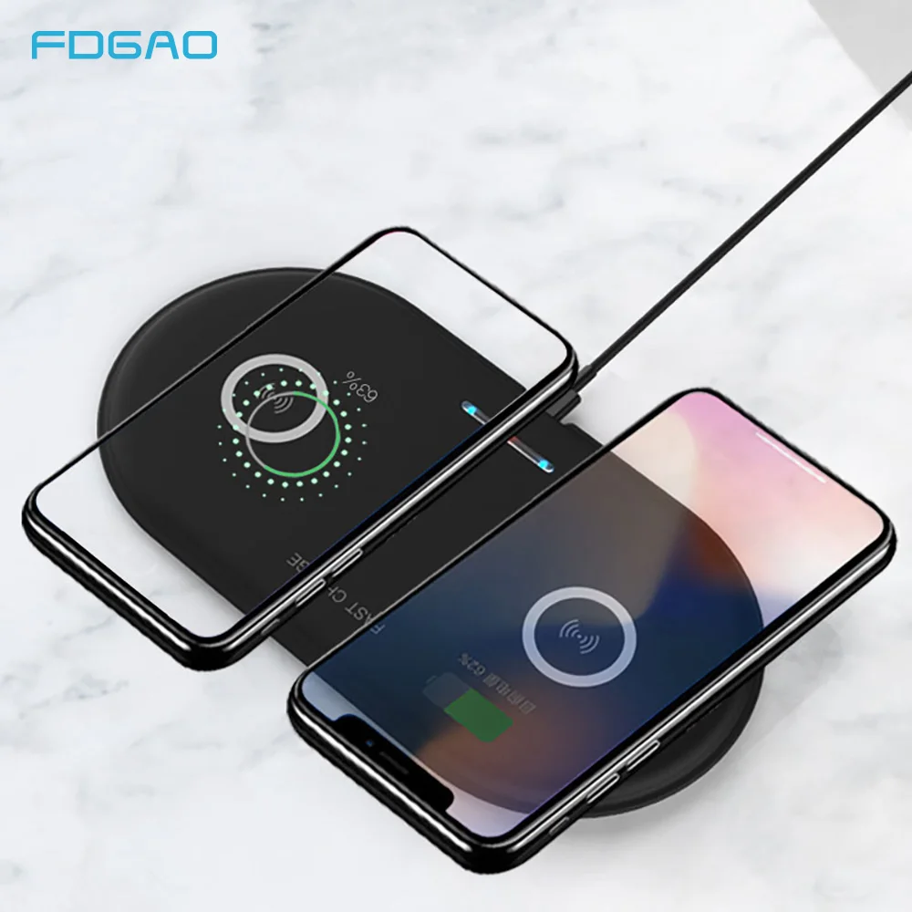FDGAO Fast 20W Wireless Charging Pad For iPhone XS XR X 8 11 10W Dual Qi Wireless Charger for Samsung S10 S9 Note 10 9 8 Airpods
FDGAO Fast 20W Wireless Charging Pad For iPhone XS XR X 8 11 10W Dual Qi Wireless Charger for Samsung S10 S9 Note 10 9 8 Airpods