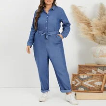 VONDA Plus Size Women Jumpsuit Playsuits Long Sleeve Lapel Button Up Spring Autumn Denim Ladies Pantalon Office Overalls
VONDA Plus Size Women Jumpsuit Playsuits Long Sleeve Lapel Button Up Spring Autumn Denim Ladies Pantalon Office Overalls