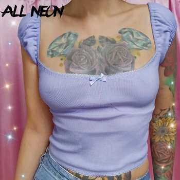 ALLNeon Sweet Y2K Ribbed Square Neck Crop T-shirts Summer E girl Solid Backless Puff Sleeve Purple Tops Fashion Lady Streetwear
ALLNeon Sweet Y2K Ribbed Square Neck Crop T-shirts Summer E girl Solid Backless Puff Sleeve Purple Tops Fashion Lady Streetwear