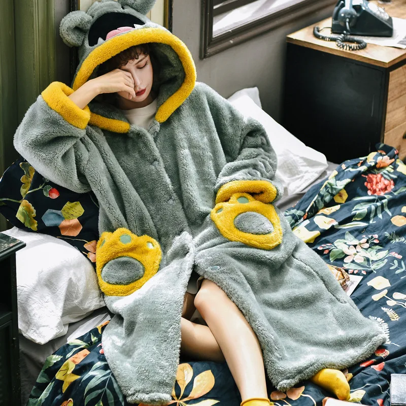 Robe Female Flannel Long Home Wear And rong yu pao Winter Loose Thick Coral Velvet Youth Women's Autumn Embroidery 
Robe Female Flannel Long Home Wear And rong yu pao Winter Loose Thick Coral Velvet Youth Women's Autumn Embroidery