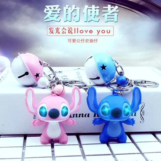 Cute Cartoon Doll Light Voice Stitch Keychain Child Toy Animal Leather Rope Bells Key Ring Trinkets Car Purse Key Chains Gift
Cute Cartoon Doll Light Voice Stitch Keychain Child Toy Animal Leather Rope Bells Key Ring Trinkets Car Purse Key Chains Gift