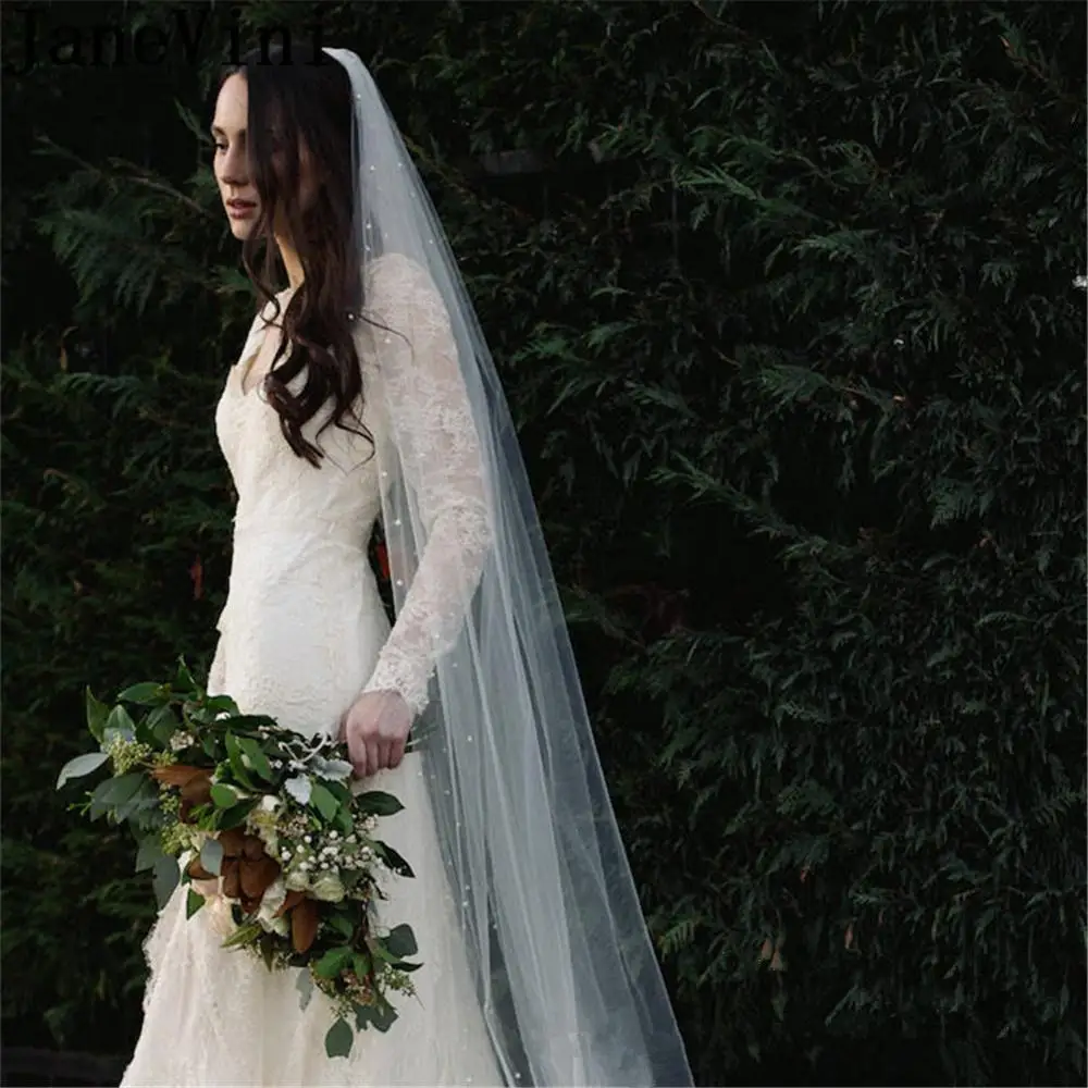 JaneVini Tule Mariage One Layer Bridal Veil Long Pearl Tulle Bride Veil Wedding Veils with Comb Women 1 2 3 5 Meters Gelin Duvak
JaneVini Tule Mariage One Layer Bridal Veil Long Pearl Tulle Bride Veil Wedding Veils with Comb Women 1 2 3 5 Meters Gelin Duvak