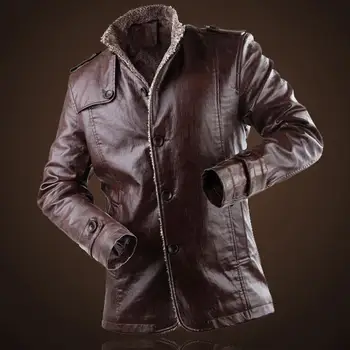 Men Winter Jacket Stand Collar PU Leather Buttons Pockets Men Jackets Fleece Plus Size Warm Jacket chaquetas куртка зимняя
Men Winter Jacket Stand Collar PU Leather Buttons Pockets Men Jackets Fleece Plus Size Warm Jacket chaquetas куртка зимняя