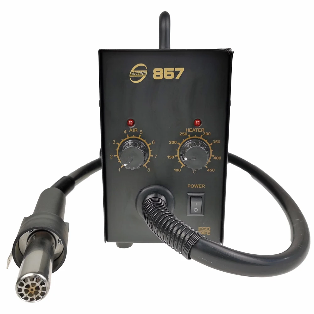 Hot Air Gun Desoldering Station Adjustable Mobile Phone Electronic Repair Tool Drying Gun Fan Soldering Station Yaogong 857 600W
Hot Air Gun Desoldering Station Adjustable Mobile Phone Electronic Repair Tool Drying Gun Fan Soldering Station Yaogong 857 600W