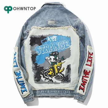 Denim Jacket Men Hole Distressed Jeans Coat Hip Hop Patch Jacket Streetwear Outerwear Spring Autumn Tops for Men Graffiti Jacke
Denim Jacket Men Hole Distressed Jeans Coat Hip Hop Patch Jacket Streetwear Outerwear Spring Autumn Tops for Men Graffiti Jacke