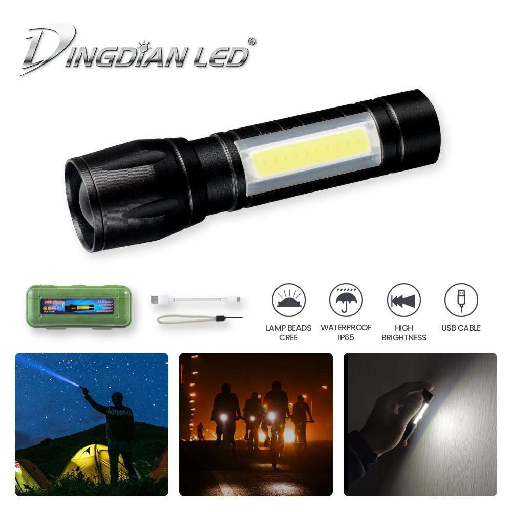 Zoomable CREE LED Flashlight Torch Tactical Side Light Flash Light USB Rechargeable Waterproof Battery Torch Lamp MINI Portable
Zoomable CREE LED Flashlight Torch Tactical Side Light Flash Light USB Rechargeable Waterproof Battery Torch Lamp MINI Portable