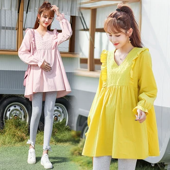 8089# 2020 Autumn Korean Fashion Maternity Shirts Sweet Cute Loose Shirts Clothes for Pregnant Women Fall Pregnancy Tunic Tops
8089# 2020 Autumn Korean Fashion Maternity Shirts Sweet Cute Loose Shirts Clothes for Pregnant Women Fall Pregnancy Tunic Tops