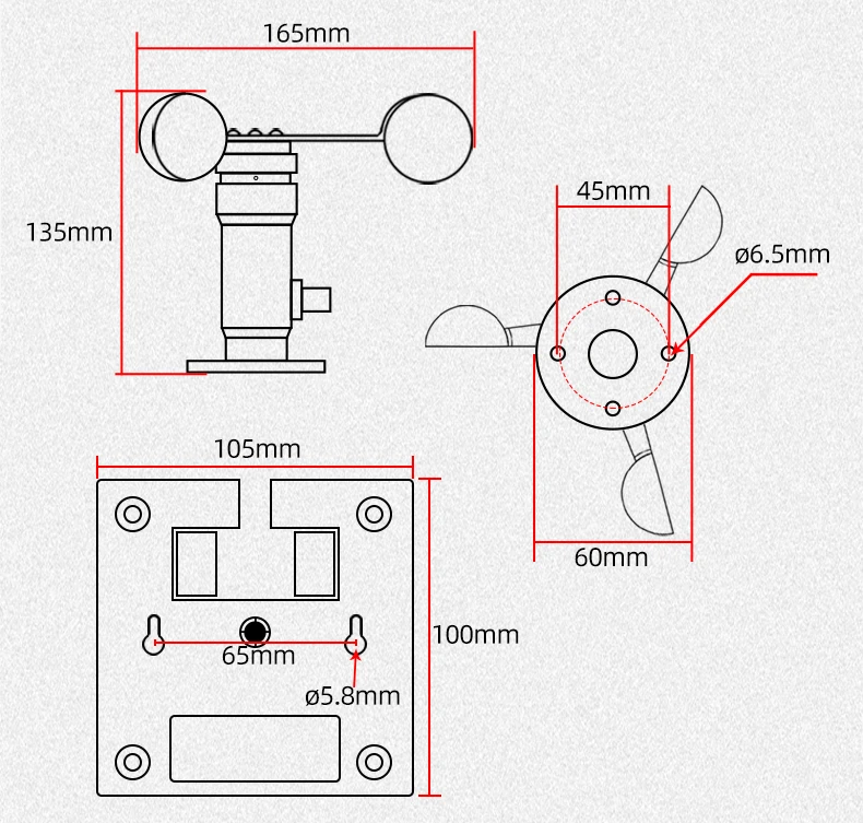 Description Picture 2 of itemRS485 Tower Crane Wind Alarm Device Controller Wind Meter Sensor Anemometer Display Engineering