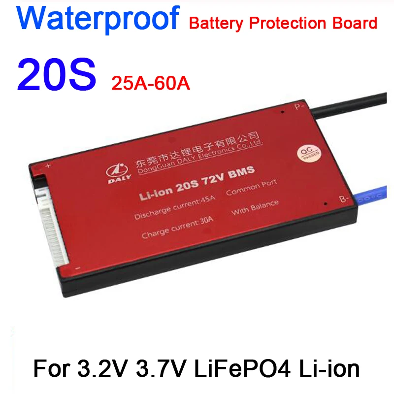 20S 72V 60V 40A 60A LiFePO4 литий ионная плата защиты батареи W/BMS баланс 30A 50A 3 2 V 7