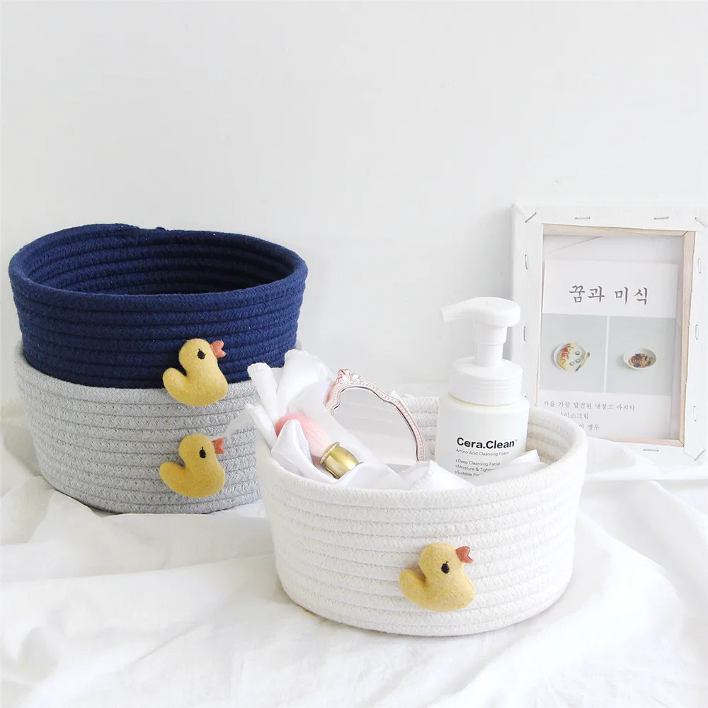 New Cotton Rope Storage Basket with Duck Decor Nordic Ins Chic Fruit Cosmetic Towel Book Handmade Storage Baskets Home Organizer
New Cotton Rope Storage Basket with Duck Decor Nordic Ins Chic Fruit Cosmetic Towel Book Handmade Storage Baskets Home Organizer