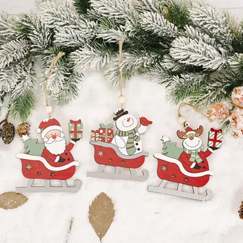Sledge Wooden Christmas Pendant Colorful Wood Hollowed Xmas Tree Decorations Santa Claus Elk Snowman Ornaments Noel Natal Decor 
Sledge Wooden Christmas Pendant Colorful Wood Hollowed Xmas Tree Decorations Santa Claus Elk Snowman Ornaments Noel Natal Decor