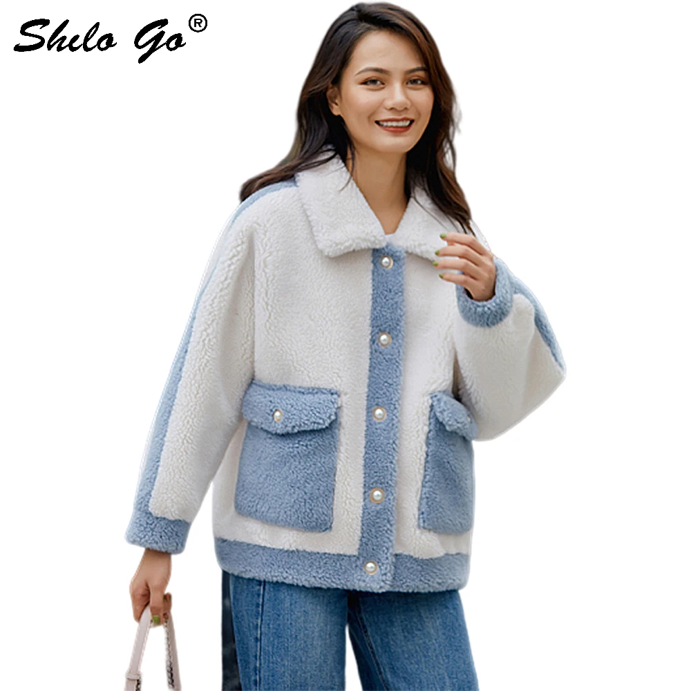 Lamb Fur Coat Sweet Pearl Button Front Peter Pan Collar Bishop Sleeve Thick Warm Fur Jacket Women Winter Casual Pocket Outwear 
Lamb Fur Coat Sweet Pearl Button Front Peter Pan Collar Bishop Sleeve Thick Warm Fur Jacket Women Winter Casual Pocket Outwear