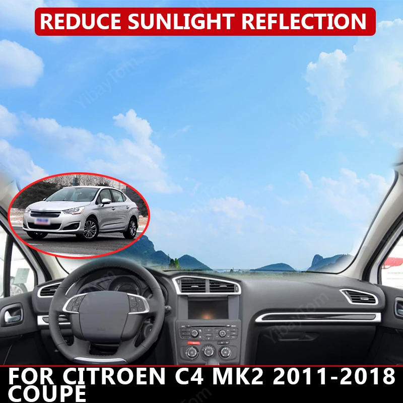 Коврик для приборной панели Citroen C4 MK2 2011-2018 бархатный чехол автомобильной Черные