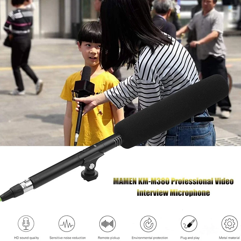 MAMEN KM-M380 Video Interview Microphone with Foam Windshield for Canon Nikon Sony DSLR Camera Camcorder
MAMEN KM-M380 Video Interview Microphone with Foam Windshield for Canon Nikon Sony DSLR Camera Camcorder