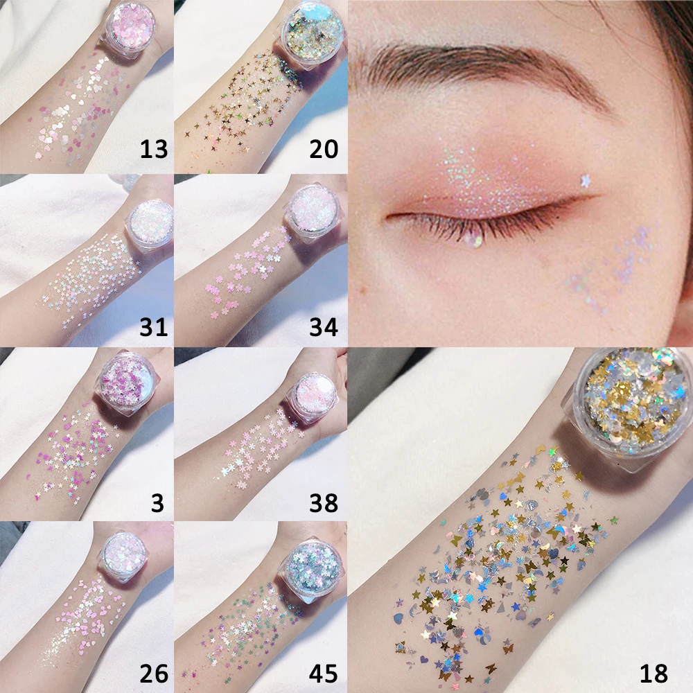 Shining Sequin Eye Shadow Colorful Star Pattern No Glue Eye Long Lasting Gel Cream Fashion Festival Party Stage Cosmetics 
Shining Sequin Eye Shadow Colorful Star Pattern No Glue Eye Long Lasting Gel Cream Fashion Festival Party Stage Cosmetics