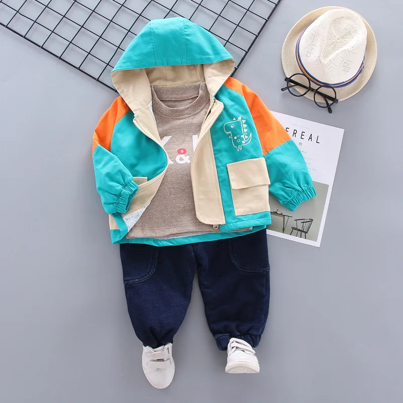 2019 New Style Autumn Clothing Cartoon Dinosaur Three-piece Set Children Baby Boys' Wind Coat Set Joint Coat 
2019 New Style Autumn Clothing Cartoon Dinosaur Three-piece Set Children Baby Boys' Wind Coat Set Joint Coat