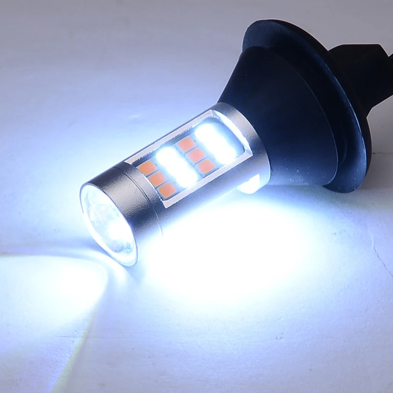 2pcs 1156 High Power Dual Color Switchback LED Bulb P21W S25 BA15S 2835 42LED Daytime Running Turn Signal Lamp with Decoders