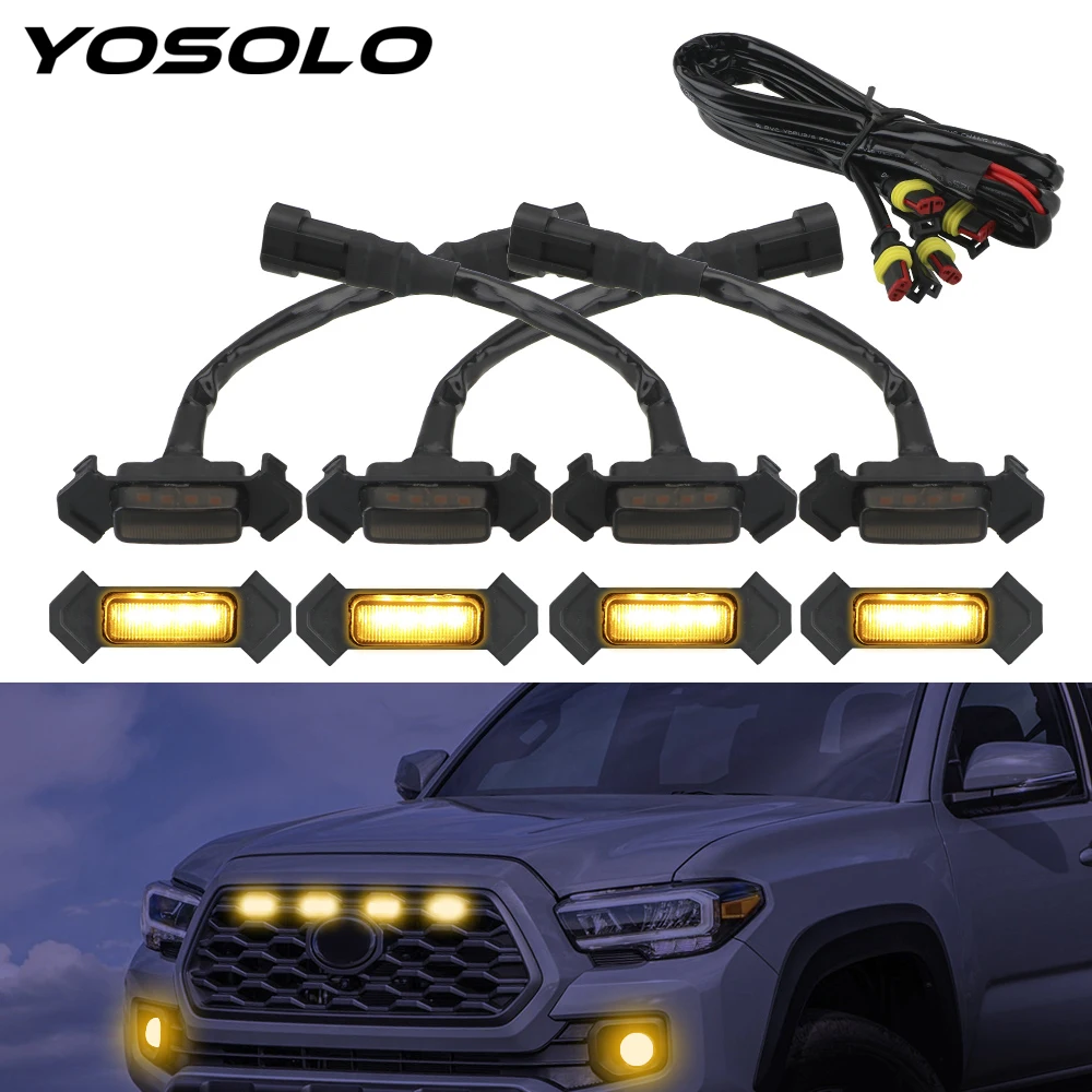 YOSOLO 4Pcs/Set Car Accessories For 2016-2020 Toyota Tacoma Car LED Grille Amber Lights 12V Front Grille Lighting Kit
YOSOLO 4Pcs/Set Car Accessories For 2016-2020 Toyota Tacoma Car LED Grille Amber Lights 12V Front Grille Lighting Kit