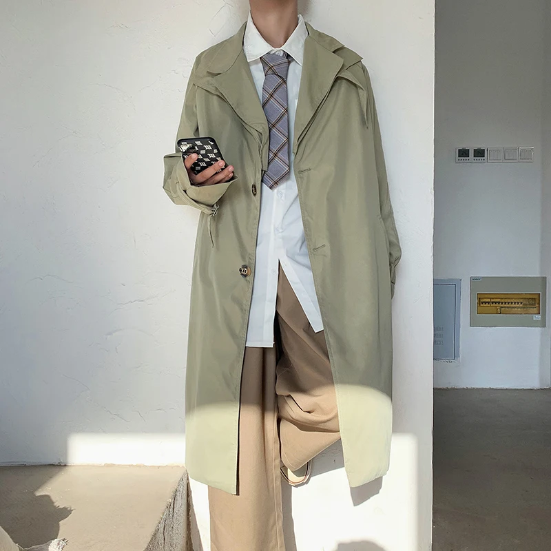 2022 Korean Style Men's Mid-length Fashion Windbreaker Handsome Outerwear Casual Coats Simple Long Jacket Black/green Trench
2022 Korean Style Men's Mid-length Fashion Windbreaker Handsome Outerwear Casual Coats Simple Long Jacket Black/green Trench