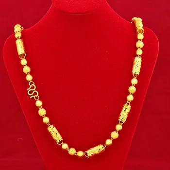 18k Yellow Gold Necklace 10mm 70cm Premium Flower Ball Necklace For Men Male Classical Choker Chain Fine Jewelry Wedding Gifts 
18k Yellow Gold Necklace 10mm 70cm Premium Flower Ball Necklace For Men Male Classical Choker Chain Fine Jewelry Wedding Gifts