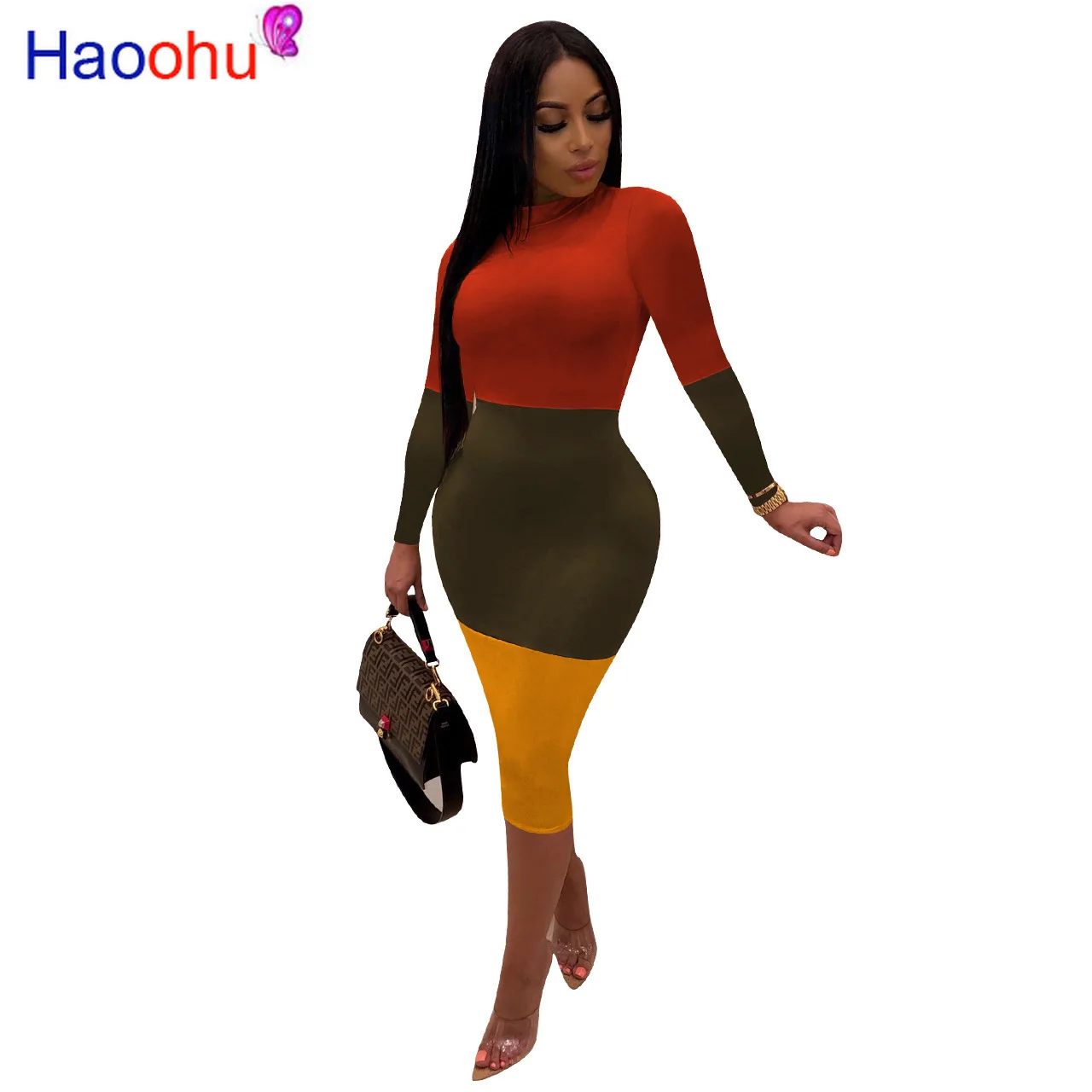HAOOHU Sexy Bodycon Midi Dress Patchwork Long Sleeve Fall 2019 Dress Vestidos Elegant Women Clothing Streetwear Female Dresses
HAOOHU Sexy Bodycon Midi Dress Patchwork Long Sleeve Fall 2019 Dress Vestidos Elegant Women Clothing Streetwear Female Dresses