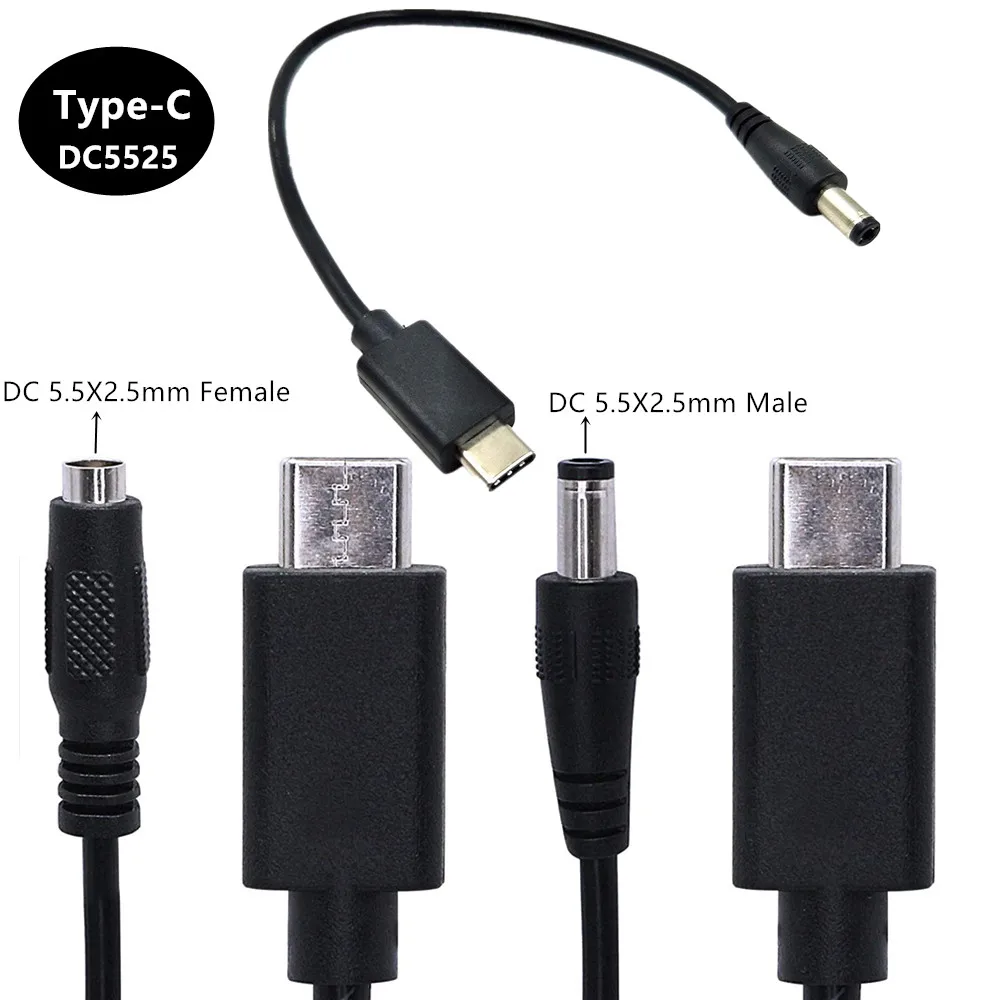 Фото Тип USB C USB-C мужской переменного тока в постоянный 5.5X2.5mm и женский Мощность Jack