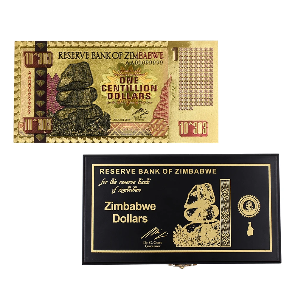 One Centillion Dollars Zimbabwe Gold Banknotes Fake Money Bills 24k Gold Foil Banknote with Box for Christmas Gifts 50pcs/lot
One Centillion Dollars Zimbabwe Gold Banknotes Fake Money Bills 24k Gold Foil Banknote with Box for Christmas Gifts 50pcs/lot