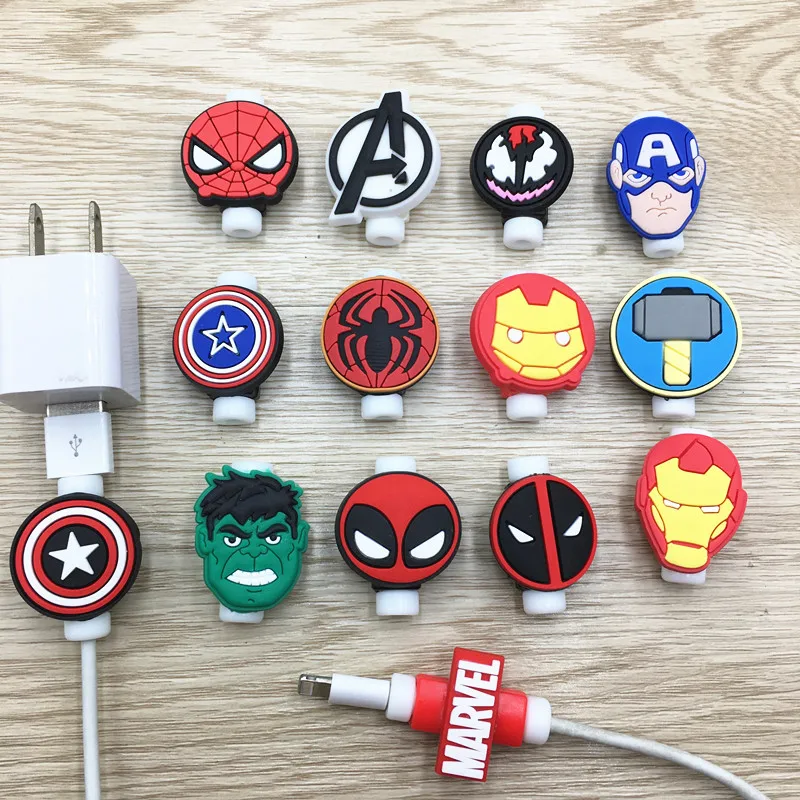 

100Pcs/Lot MINISO MARVEL USB Protector Cable Case Clip Cover Winder Cord Protector Wire Organizer For Iphone Android