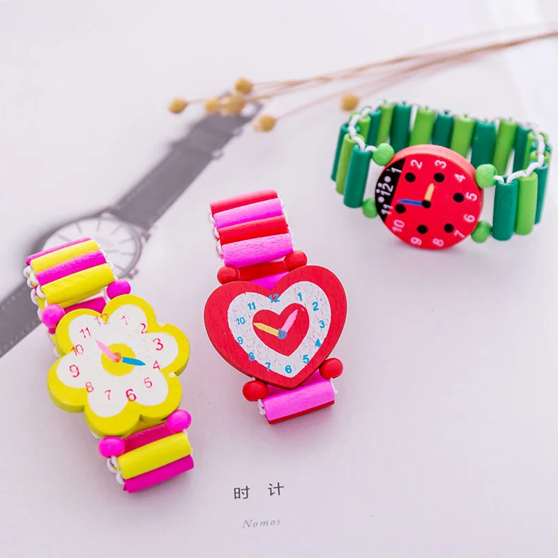 1 шт. детский браслет деревянные эластичные часы милые игрушки обучающие детские