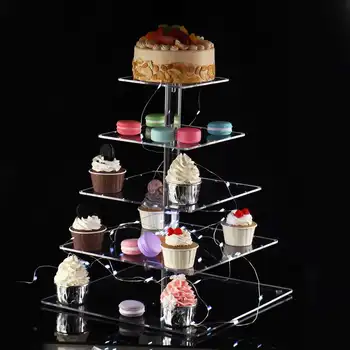3/4/5-Tiers Square Cake Cupcake Display Rack LED Lights Stand Thickened Acrylic for Wedding Plates Party Tableware Festival Deco
3/4/5-Tiers Square Cake Cupcake Display Rack LED Lights Stand Thickened Acrylic for Wedding Plates Party Tableware Festival Deco