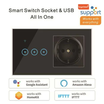 3 Gang Smart Wifi Connection Socket Wifi Touch Switch EU US UK Plug Socket Remote Control Work with Google home Amazon Alexa
3 Gang Smart Wifi Connection Socket Wifi Touch Switch EU US UK Plug Socket Remote Control Work with Google home Amazon Alexa