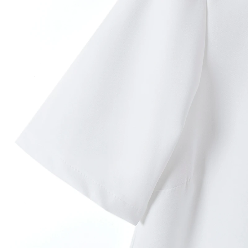 Woman Button decoration Turndown Collar White Shirt Dress Femme Short Sleeve Mini Dresses Lady Loose Clothes Vestido D6351
