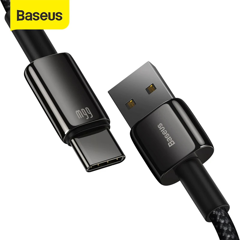 Кабель Baseus USB Type-C 6 А 66 Вт Сверхбыстрая зарядка для Huawei Mate 40 P40 Samsung 5A SCP FCP USBC кабель