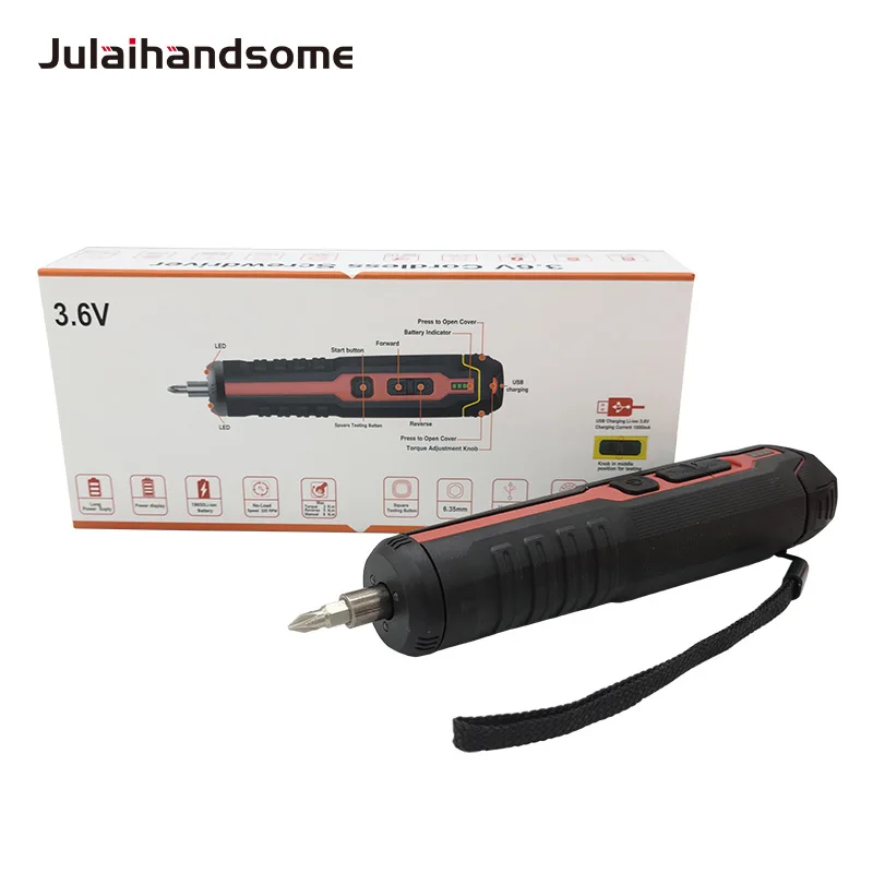 Julaihandsome 3.6V Multifunctional Li-ion Cordless Screwdriver Mini Electric Screwdriver with USB Charging LED
Julaihandsome 3.6V Multifunctional Li-ion Cordless Screwdriver Mini Electric Screwdriver with USB Charging LED