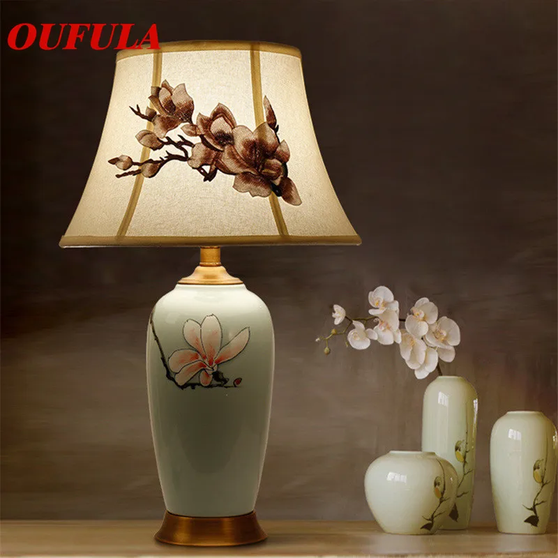 Фото Керамические настольные лампы OUFULA роскошные современные медные - купить