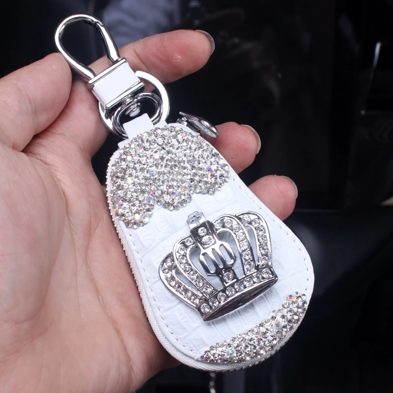 Crocodile-Leather-Car-Key-Wallets-Crystal-Crown-Universal-Key-Holder-Housekeeper-Keys-Organizer-Women-Keychain-Covers-4