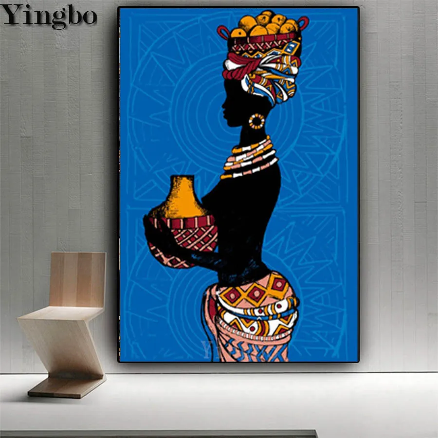 Новая африканская черная Женская 5d Diy Алмазная Картина абстрактные Стразы