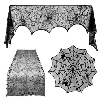 3 Pc Halloween Decorations Set,Spiderweb Spooky Bat Lace Tablecloth,Spiderweb Lace Table Cover and Fireplace Scarf Cover
3 Pc Halloween Decorations Set,Spiderweb Spooky Bat Lace Tablecloth,Spiderweb Lace Table Cover and Fireplace Scarf Cover