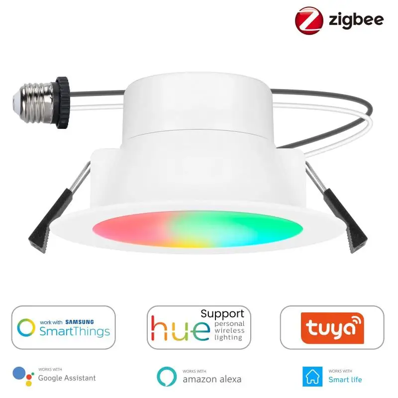 

2pcs Tuya Zigbee Smart LED Downlight WC toilet Ceiling Spot Light Lamp RGB+CW Dimming Light 6W/9W Smart bulb Work With Alexa