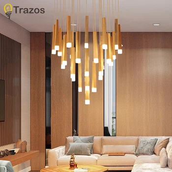 Wooden Ceiling Lights Led Hanging Lamp For Living room Bar Modern Ceiling Lighting Dining room Stairs Light luminaire suspension
Wooden Ceiling Lights Led Hanging Lamp For Living room Bar Modern Ceiling Lighting Dining room Stairs Light luminaire suspension