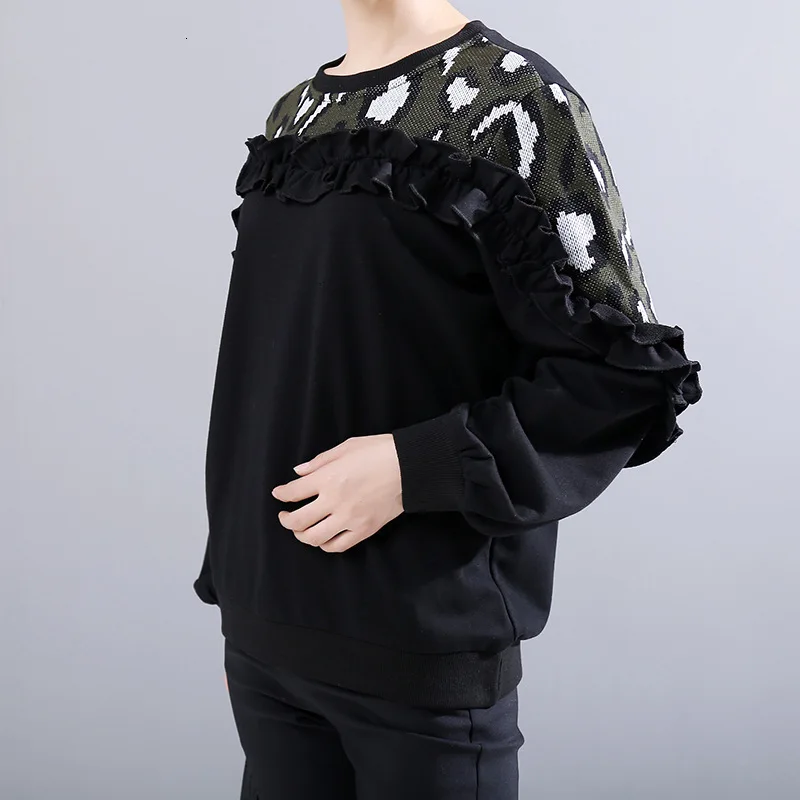 XUXI 2020 Spring Loose Fit Black Leopard Split Joint Sweatshirt New Round Neck Long Sleeve Women Big Size Fashion Tide FZ0306
XUXI 2020 Spring Loose Fit Black Leopard Split Joint Sweatshirt New Round Neck Long Sleeve Women Big Size Fashion Tide FZ0306