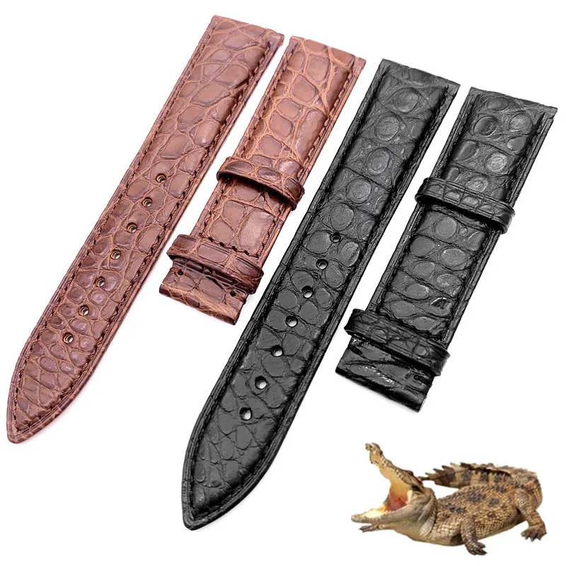 

Watchband 12mm 14mm 16mm 18mm 20mm 22mm 24mm Alligator Full-grain Crocodile Grain Genuine Leather bands Black Brown Watch Strap