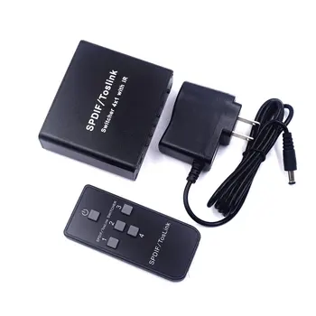 Digital Optical Audio Switch SPDIF/TOSLINK Optical Audio 4x1 Switcher Splitter Extender with IR Remote Controller
Digital Optical Audio Switch SPDIF/TOSLINK Optical Audio 4x1 Switcher Splitter Extender with IR Remote Controller